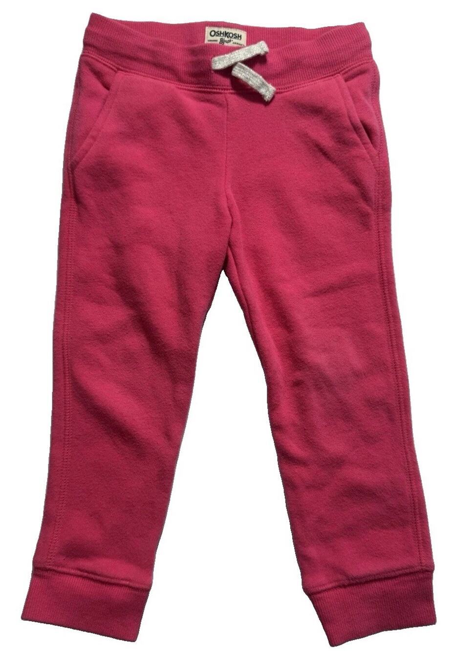 OshKosh B’gosh Girls 3T Pink Fleece Jogger Sweatpants Elastic Waist Pockets